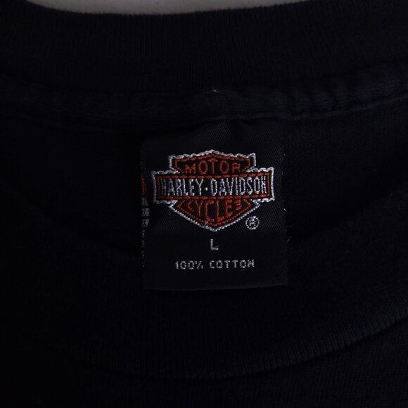 Vintage 90s Harley Davidson Peoria, Illinois biker motorcycle USA flag shirt - Picture 5 of 6